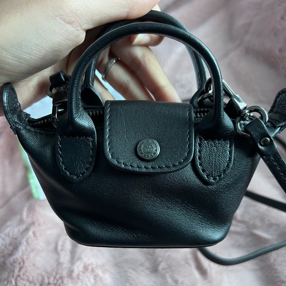 🚫 SOLD Longchamp Le Pliage Nano XS in Black Leather - Picture 4 of 7